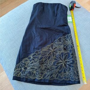 Lilly Pulitzer Black Strapless Dress with Gold Embroidery